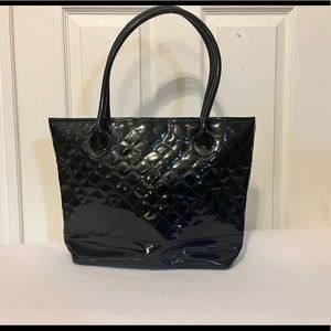 Black Patent Quilted Tote